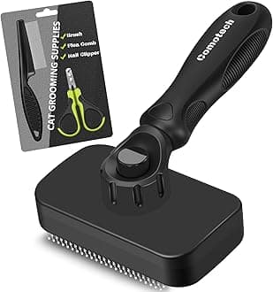 Comotech 4PCS Cat Grooming Kit | Cat Brush with Release Button | Cat Nail Clipper with Nail File | Dog&Cat Hair/Grooming/Massage/Bath Brush for Long or Short Haired Cats&Dogs - Premium Cat Supplies