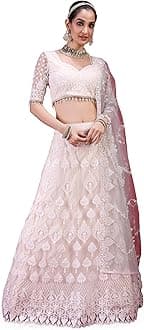TRENDMALLSWomen's Gold Yelllow Net Embroidery Sequence Work Lehenga Choli Set with Dupatta For Women