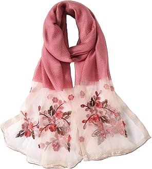 WINCESS.YU Silk Scarf for Women Lightweight Shawls and Wraps for Weddings Fashion Pashmina Shawl Embroidered Scarves