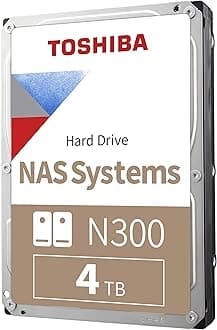 Toshiba N300 4TB NAS 3.5-Inch Internal Hard Drive - CMR SATA 6 GB/s 7200 RPM 512 MB Cache - HDWG740XZSTC