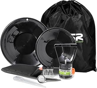 ASR Outdoor Gold Panning Kit Gold Rush Prospecting Tools Accessories 10pc - Black