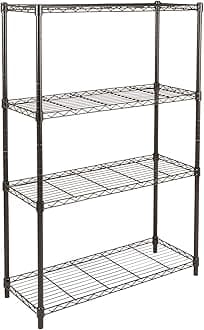 Amazon Basics 4 Tier Steel Rack Shelf Metal Rack Kitchen Rack Load Capacity 1,400 lbs (635 kg) Width 36.0 x Depth 14.0 x Height 54.0 inches (91.4 x 35.6 x 137.2 cm) Black