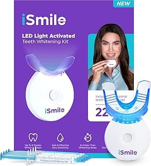 iSmile Whitening Teeth Kit - LED Light,35% Carbamide Peroxide,3ml Gel Syringes, Remineralization Gel, and Tray