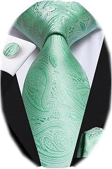 Dubulle Mens Paisley Striped Tie Woven Necktie for Men and Handkerchief Cufflinks Set Wedding Formal Business