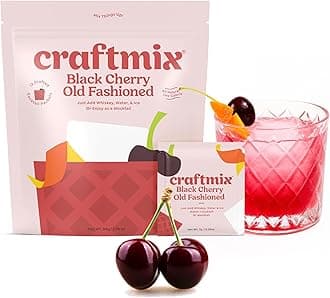 Black Cherry Old Fashioned Cocktail & Mocktail Drink Mixer, Skinny Mixes - Water Flavoring Packets Made With Real Fruit - Vegan, Low-Carb, Low-Sugar, Non-GMO, Dairy Free, Gluten Free, 12 Pack