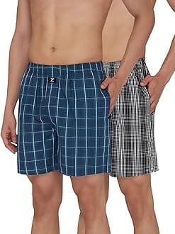 XYXX Men's Checkmate Super Combed Cotton Regular Fit Boxer Shorts with No Marks Waistband & Dual Side Pocket (Pack of 2)