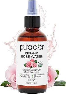 Organic Rose Water Toner (4oz / 118mL) Eau Fraiche, 100% Pure Full Skin Hydration, Control Excess Oils & Acne - Cleanses & Softens Skin - Promotes Healthy Skin Cell - for All Skin Types
