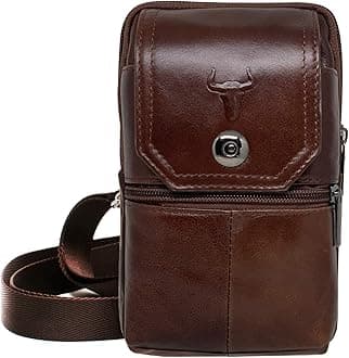 Waist Pack Travel Leather Messenger Bag Cellphone Phone Cases Pouch Holsters (92691 BROWN)