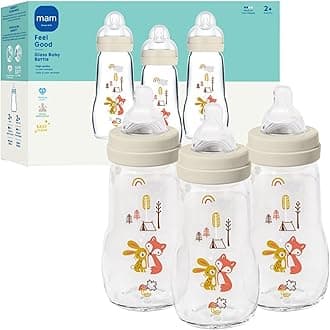 Feel Good Medium Flow Premium Glass Bottle, Easy Switch Between Breast and Bottle, 9oz, 0+ Months, Unisex, 3 Pack