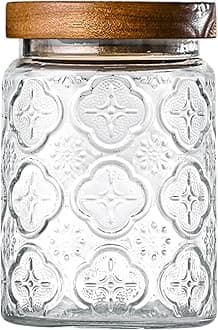 Adodeen 25oz Vintage Glass Jar With Lid, Glass Storage Containers, Airtight K...