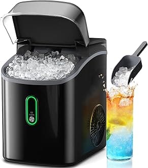 Nugget Ice Maker Countertop - Silonn Pebble Ice Maker Machine with Self-Cleaning Function, 33lbs/24H, Ice Makers for Home/Kitchen/Office