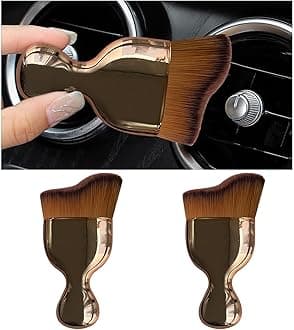 2PCS Car Interior Dust Brush, Soft Scratch Free Auto Detailing Brushes, Universal Vehicle Interior Cleaning Tool for Automotive Dashboard, Air Vents, Leather (Rose Golden)