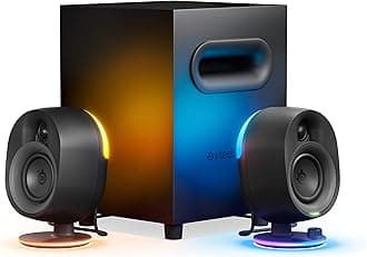 Arena 7 - Illuminated 2.1 Gaming Speakers – 2-Way Speaker Design – Powerful Bass, Subwoofer – USB, Aux, Optical, Wired – Bluetooth – PC, PlayStation, Mobile, Mac - UK Plug