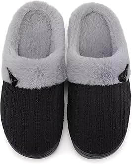NineCiFun Women's Slip on Fuzzy Slippers Memory Foam House Slippers Outdoor Indoor Warm Plush Bedroom Shoes Scuff with Faux Fur Lining