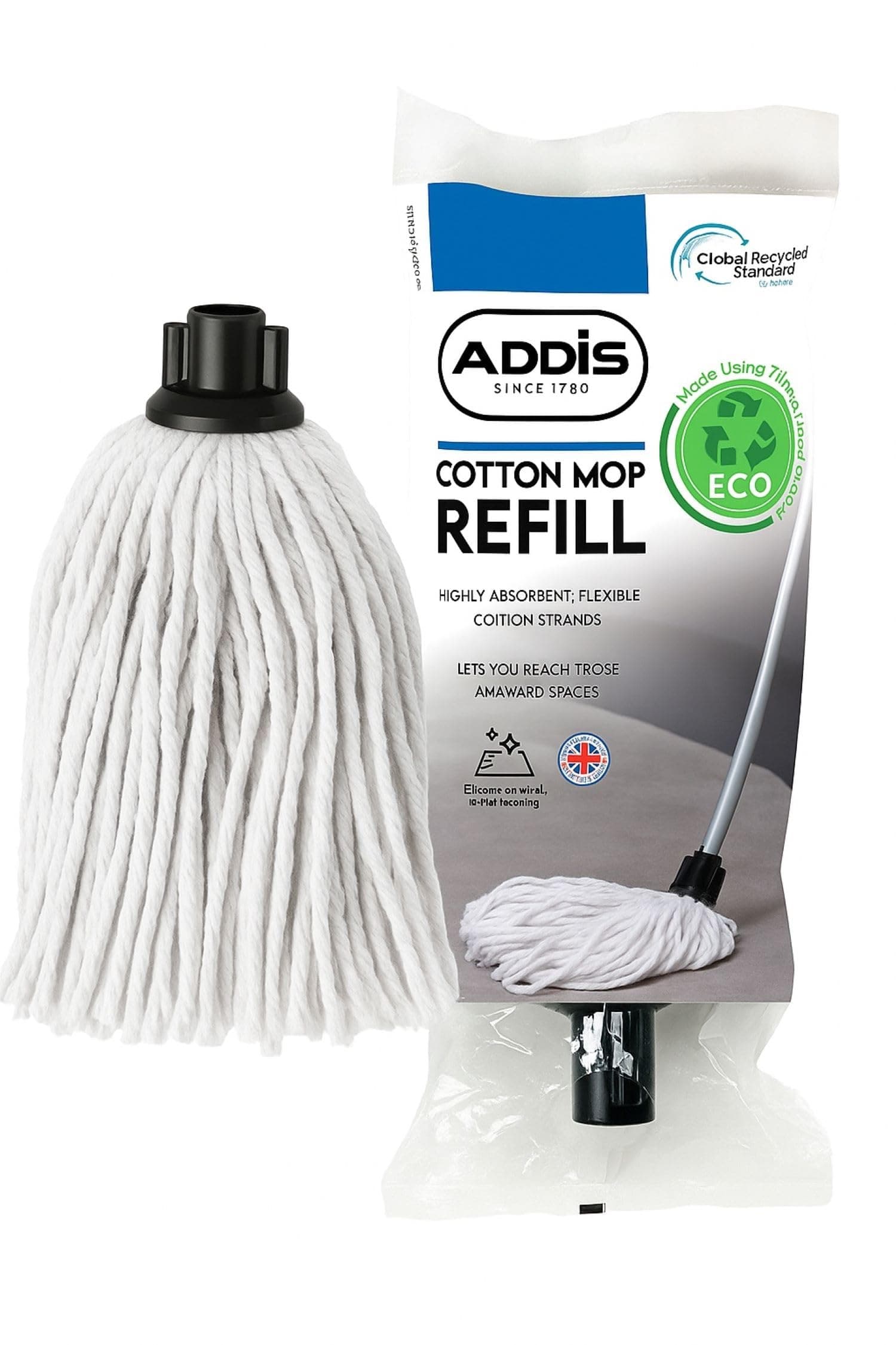 Cotton Mop Refill, Graphite/Metallic/White