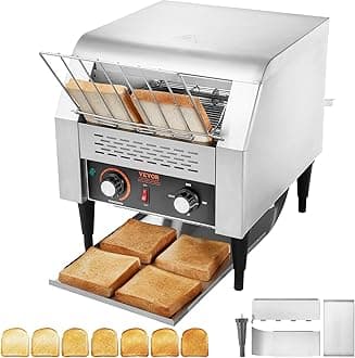 VEVOR Commercial Conveyor Toaster, 300 Slices/Hour, Heavy Duty Stainless Steel, Electric Restaurant Toaster for Toast, Bun, Bagel, Bread