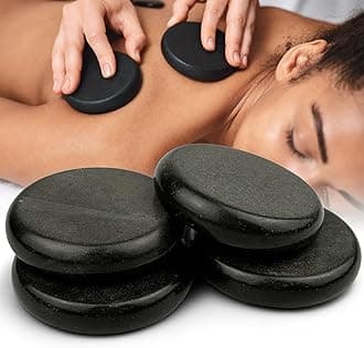 DEFUNX Massage Stones 4 Pieces - Large Round Hot Stones Massage Set Hot Rocks Kit for Back Arm and Leg 3.15"