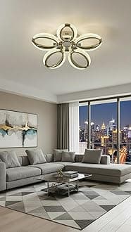 swanart Modern LED Ceiling Light with Bluetooth Speaker & Remote Control | Dimmable 46cm Smart Flush Mount Fixture for Living Room, Bedroom & Dining | Elegant Gold Finish Ambient Lighting