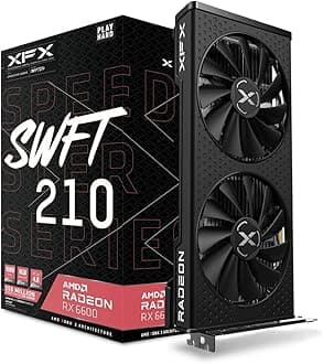 XFX Speedster SWFT 210 Radeon RX 6600 CORE Gaming Graphics Card with 8GB GDDR6 pci_e_x16 HDMI 3xDP, AMD RDNA 2 RX-66XL8LFDQ