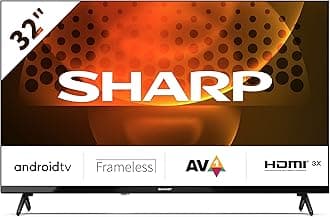 SHARP 32FH6KA 32-Inch HD Ready Android TV™ in Black with Active Motion 400, Chromecast, Google Assistant, Freeview Play, DTS Virtual:X, Pre-Installed Apps, 3x HDMI & 2x USB [Energy Class E]