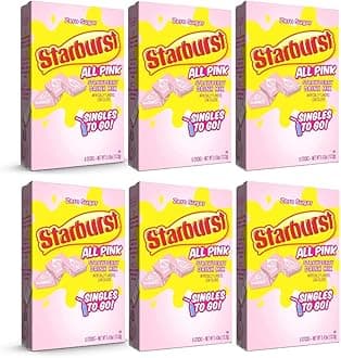 SINGLES TO GO! Starburst Go Powdered Drink Mix, All Pink Strawberry, 6 Boxes with 6 Packets Each - 36 tal Servings, Sugar-Free Drink Powder, Just Add Water, 6 count (Pack of 6)