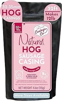 SAUSAGE CASINGS Natural HOG Casings for Sausage Making, 32ft 32mm for 12lb Sausage Making - Pre-Tubed, Edible, A Grade, Ideal Sausage Casing or Pork Casing for Italian Sausages, Kielbasa and Chorizo.