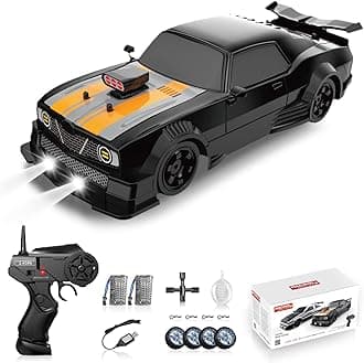RC Drift Car 2.4GHz 1:16 Scale 8WD High Speed Remote Control Cars Vehicle with LED Lights Two Batteries and Drifting Tires Racing Sport Toy Cars for Adults Boys Girls Kids Gift