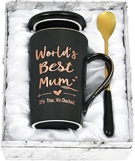 JoymakingBirthday Gifts for Mum World's Best Mum Coffee Mug Christmas Gifts Mothers Day Gifts from Daughter Son Lovely Birthday Mothersday Gifts,14Oz Black Marble Ceramic Coffee Cup