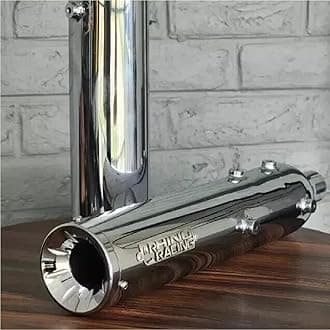 Rhino Racing Bike Exhaust Muffler | Mild Steel Chrome Finish Stainless Steel Straightcut Bike Silencer for Royal Enfied Super Meteor 650 (1 Pair, Chrome)
