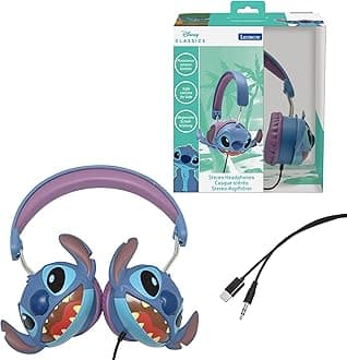 LEXIBOOK HP015D Stitch Headphones, Blue, Kid Headphones for Music, Wired, On-Ear, Compatible with Cellphones, Tablets, Computers