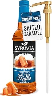 Syruvia Sugar Free Coffee Syrup, Salted Caramel Flavored Syrup for Drinks, Lattes, and Desserts – 25.4 fl oz, With Pump