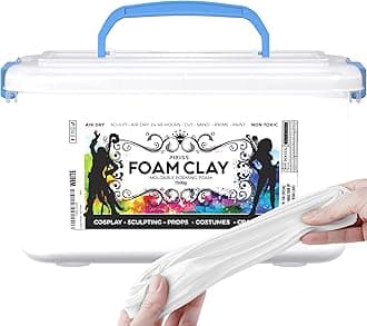 White Modeling Foam Clay - Premium White Foam Air Dry Clay Cosplay Foam for Costumes, 1500 Gram Sculpting Clay for Crafts - Flexible Air Drying Clay Foam (White)