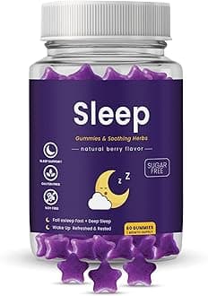 Sugar Free Sleep Gummies x 60 | High Strength Natural Sources Fast Absorbing | Helps Switch Off from Repetitive Thoughts | Vegan Friendly | Gluten-Free | Chewable | Vital Blue