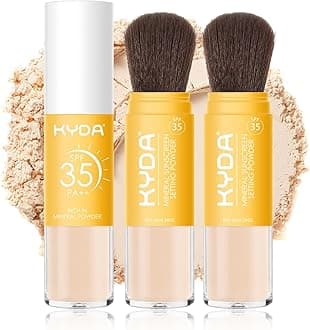 KYDA 2 Pcs Mineral Sunscreen Powder for Face & Scalp Hair, SPF 35 Scalp Sunscreen, Hair Sunscreen Spf Powder Lasting Oil Control Matte Loose Powder, for All Skin Type, Medium