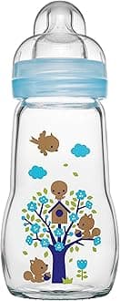 Glass Bottle - Medium Flow Teat Size 2, 260 Ml, Pack of 1, Newborn Essentials, Blue