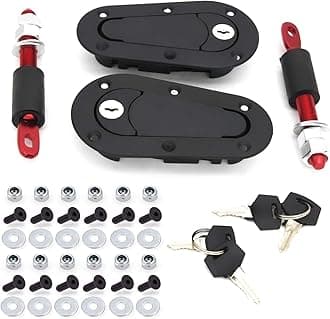 Flush Hood Latch and Pin Kit - Black，Universal Racing Car Hood Pin Engine Bonnet Latch Lock Kit
