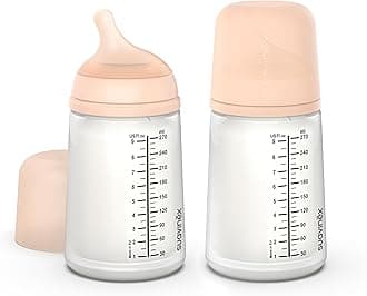 Suavinex Zero Zero Anti Colic Baby Bottle, No 1 Spanish Baby Bottle Brand, Minimizes Bottle Rejection & Nipple Confusion, Perfect for Breastfeeding Babies, 2 PK 9 oz, Fair Tone, Medium Flow