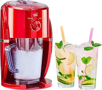 Neo Ice Crusher Slush Machine Electric Crushed Ice Freestanding Maker with Removable Jug for Blending Slushies, Cocktails, Frappe, Coffee and Iced Tea (Red)