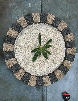 Garden Granite Circle Tree Surround Grass Border Paving Slab Stone Concrete Water Feature (CREAM/DARK GREY, 160)