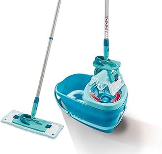 Clean Twist M Ergo Mop and Bucket Set, Mop 33 cm wide, Moisture controlled Spin, Faster cleaning Spin mop, Easy-steer Micro Fibre head with 360° joint, Twist Mop