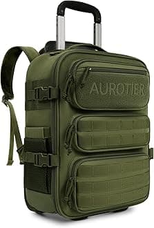 Rolling Tactical Laptop Backpack, Underseat Travel Backpack with Wheels, 16 Inch Wheeled Military Computer Backpack for Men and Women, Roller Overnight Molle Outdoor Hiking College Carry on Luggage