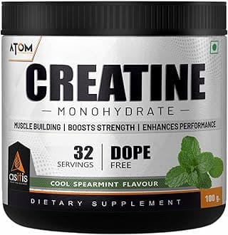 AS-IT-IS ATOM Creatine Monohydrate 100g - 32 Servings, Cool Spearmint, Dope Free, Enhances Performance, Promotes Muscle Gains