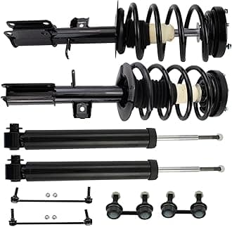 TRQ Front and Rear Suspension Kit Complete Strut & Coil Spring Assembly Shock Absorber Sway Bar Stabilizer Link Compatible with 2000-2006 BMW X5