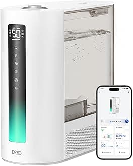 6L Humidifiers for Bedroom, Smart Warm & Cool Mist for Large Room, 60Hr Quiet Runtime for Baby, Plant, Humidity Sensor, Indicator Light, 12H Timer, Google/Alexa, Grey