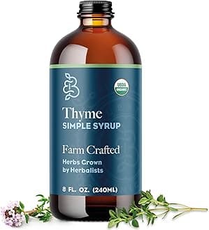 Organic Thyme Simple Syrup, 8 oz, Cocktail and Mocktail Mixer for Drinks, Non-Alcoholic