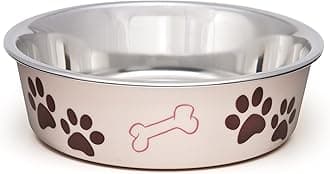 Loving Pets Stainless Steel Bella Dog Bowl Non-Slip Dishwasher Safe & Bacteria Resistant Metallic Pet Dish - Paparazzi Pink - Large (1.5 Litre)