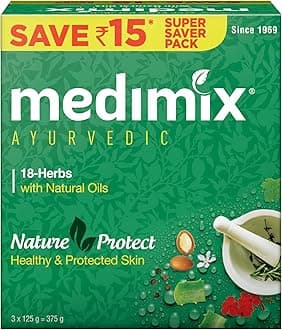 Medimix Ayurvedic Classic 18 Herbs Bathing Soap 125g (Combo Pack of 3) | Natural Oils For Healthy & Protected Skin | Shop Herbal | Natural | Paraben-free & Sulphate-free | 100% Vegan