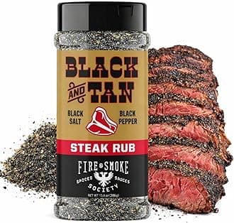 Black & Tan Steak Seasoning | BBQ Rubs, Steak Rub for Smoking and Grilling Meat | Steaks, Brisket, Burgers Dry BBQ Rubs and Spices | XL 13.6 oz
