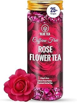 BLUE TEA - Rose Tea - 25gm - 25 Cups | SUPER ANTIOXIDANT | Natural Sun-Dried Petals | Herbal Tea - Flower Based | Vitamin - C Rich | For Beautiful Hair & Skin | Pet Jar