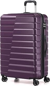 Expandable Large Checked Luggage with Spinner Wheels, Hard Shell Suitcase TSA Lock Rolling Travel Luggage 28-inch,Purple